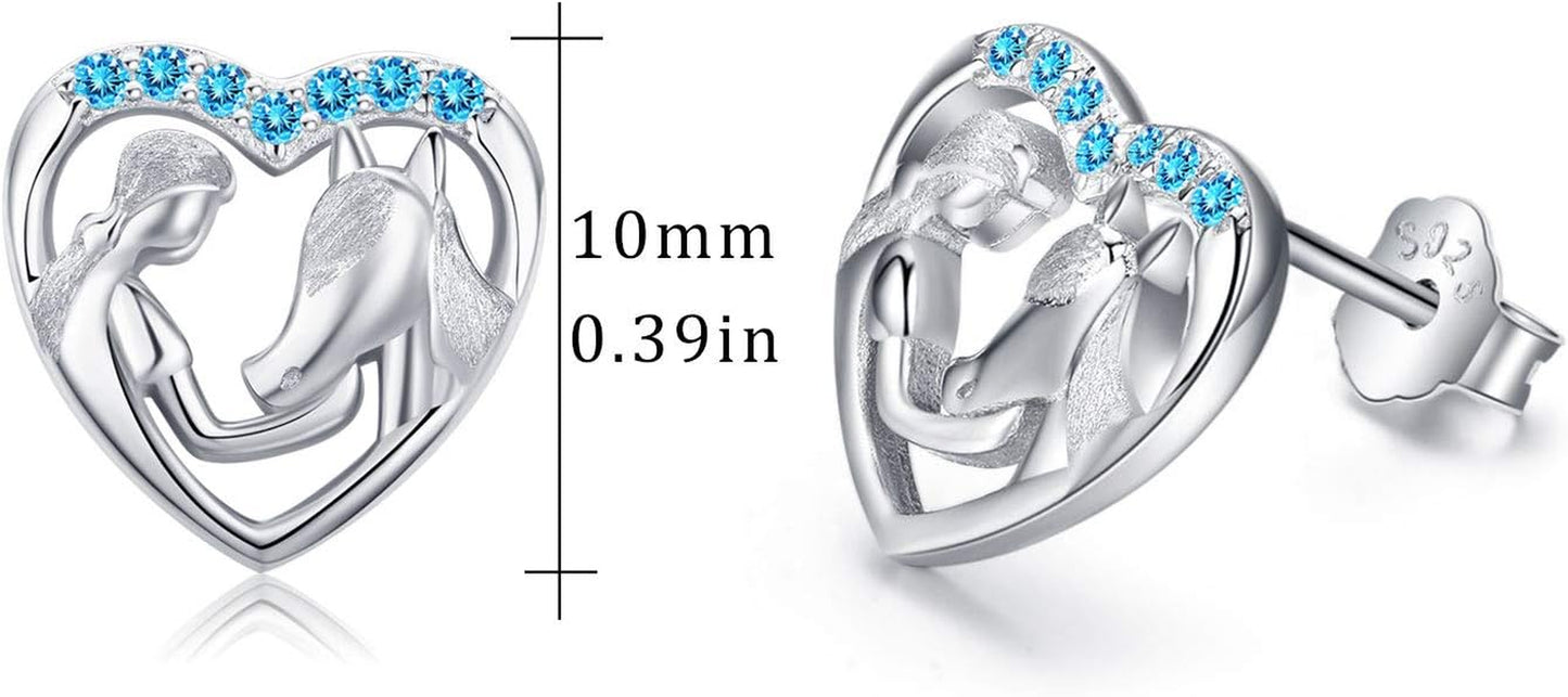 Hypoallergenic Silver Lucky Horse Stud Earrings for Girls Women 925 Sterling Silver Horse Gifts for Horse Lovers Jewelry