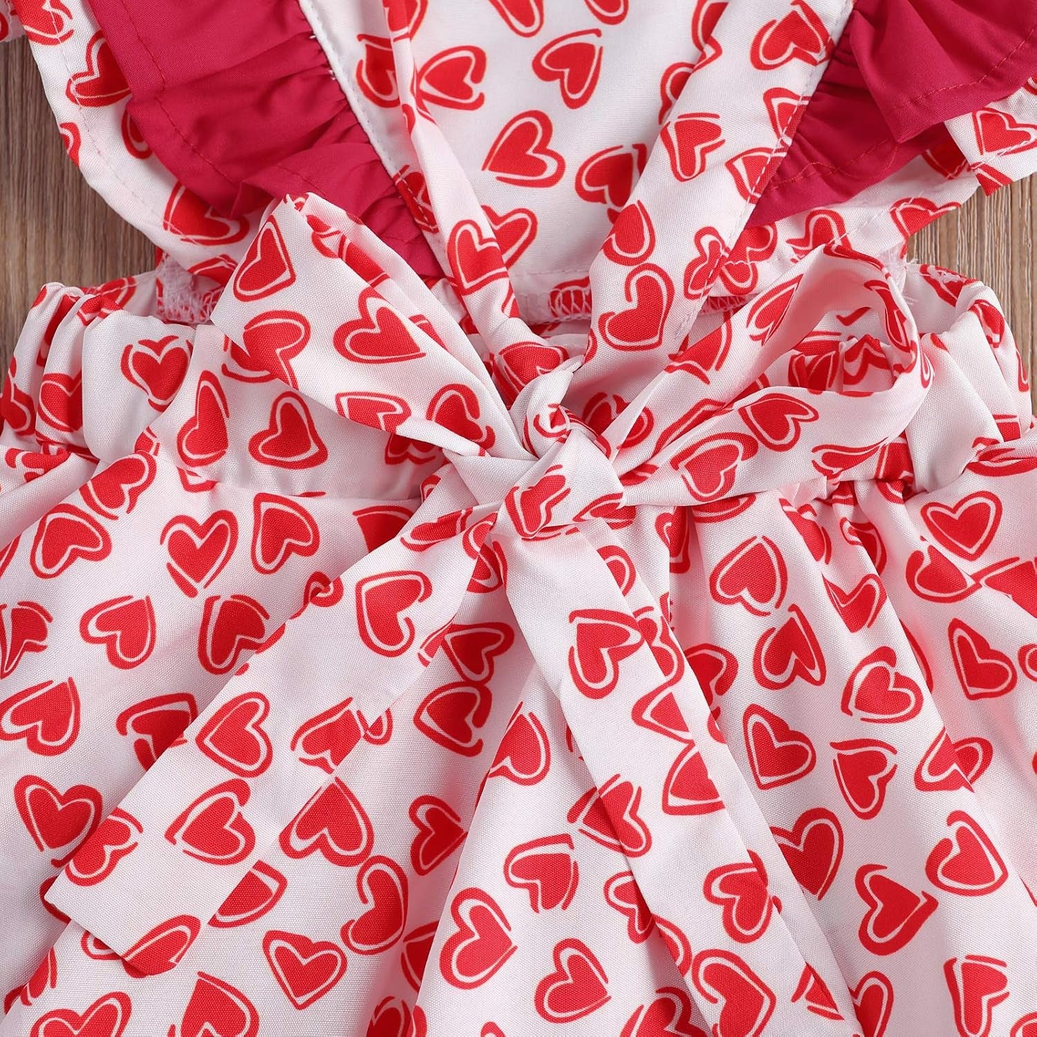 Toddler Baby Girls Valentine'S Day Outfit Heart Ruffle Sleeve Romper Bodysuit Headband Little Princess Clothes Set 0-18M (6-12M, a Red)
