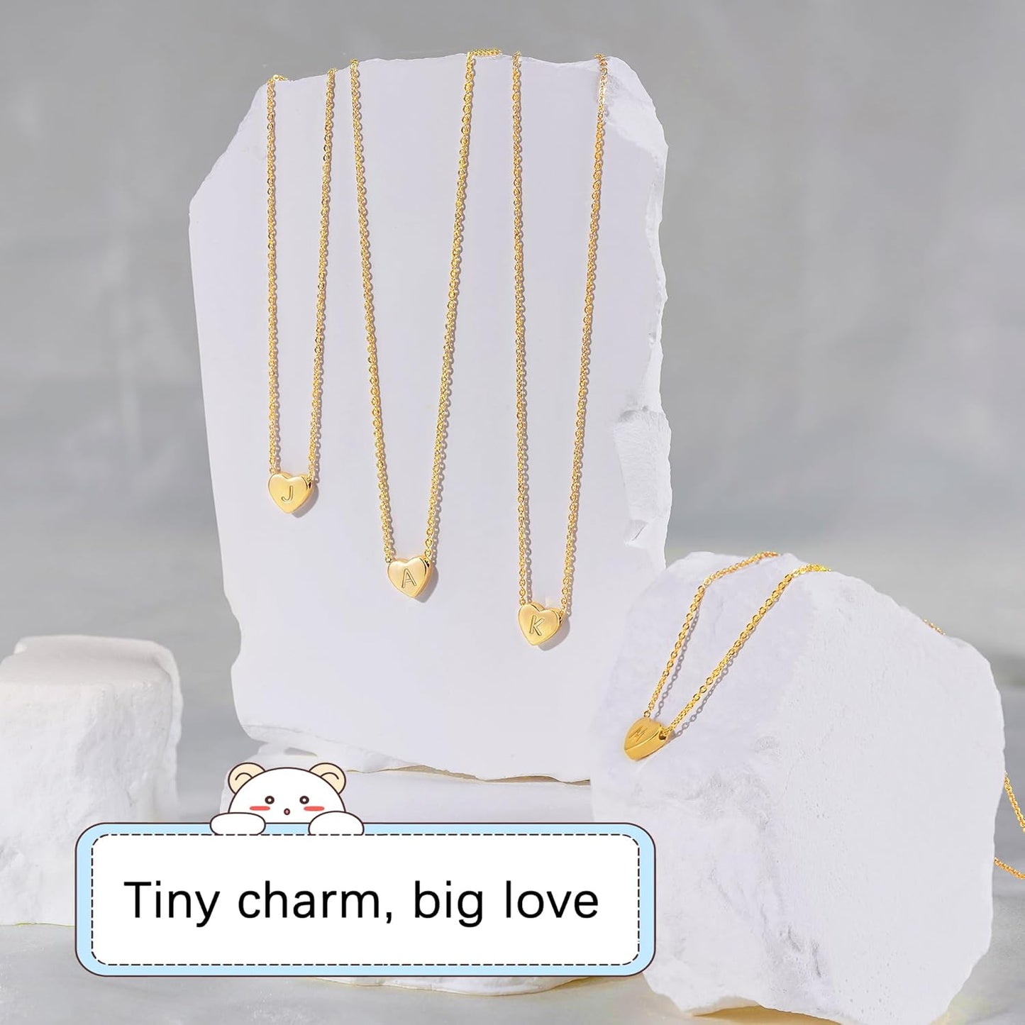 Heart Initial Necklaces for Women Girls - 14K Gold Filled Heart Pendant Letter Alphabet Necklace Letter Initial Necklace Gifts for Girls Teens