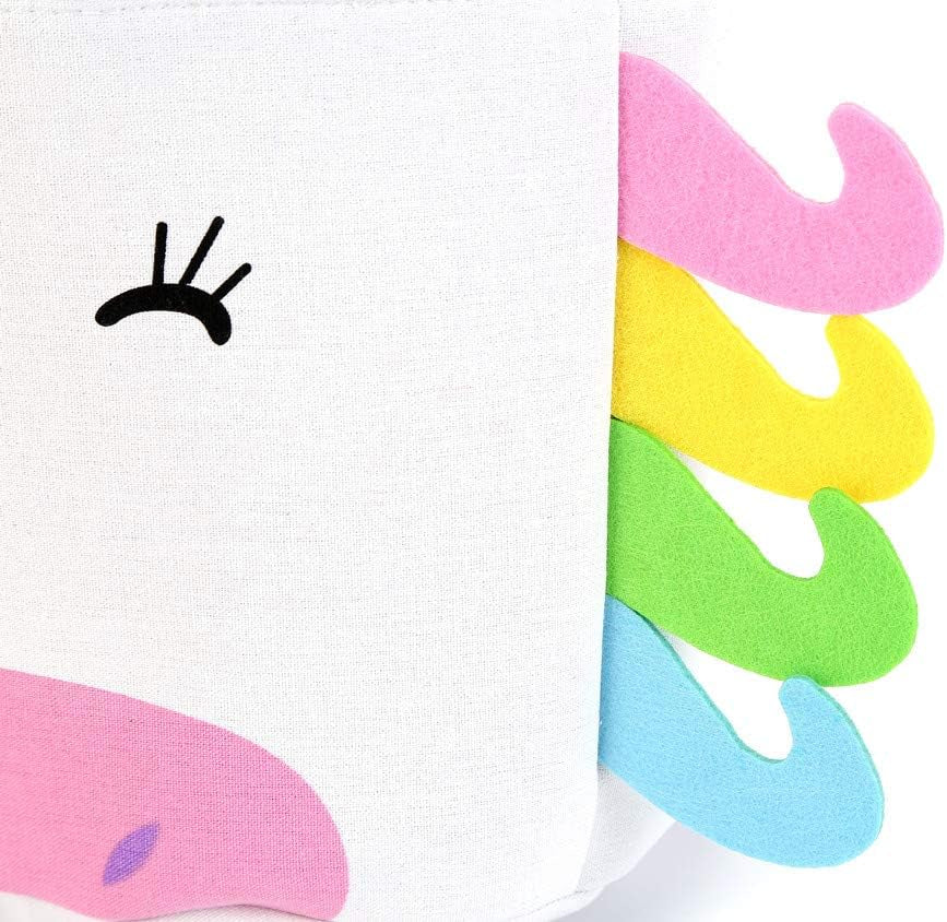 Unicorn Easter Basket Canvas Cartoon Easter Basket for Eggs Hunts (Gold Unicorn)