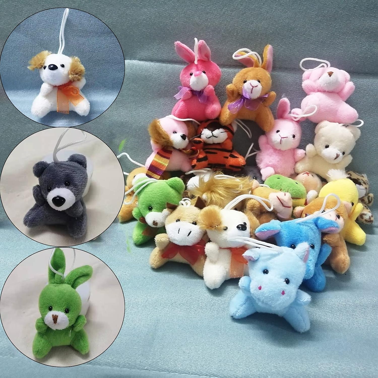 30 Pack Mini Plush Animals Toys Set, Small Plush Stuffed Animals Easter Gifts for 36 Months up Kids Classroom Easter Eggs Filled Easter Basket Stuffers for Classroom