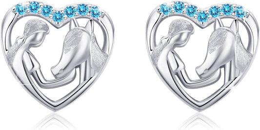Hypoallergenic Silver Lucky Horse Stud Earrings for Girls Women 925 Sterling Silver Horse Gifts for Horse Lovers Jewelry