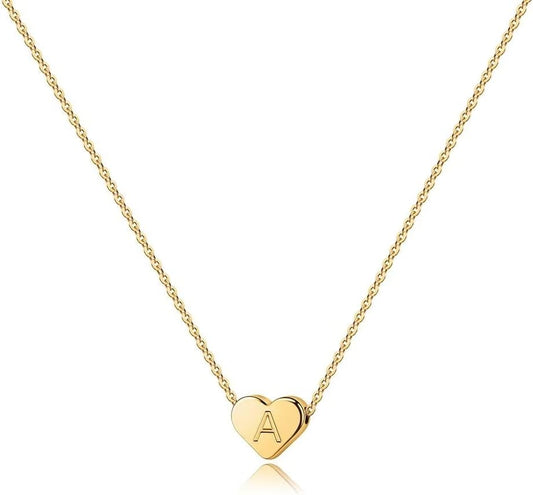 Heart Initial Necklaces for Women Girls - 14K Gold Filled Heart Pendant Letter Alphabet Necklace Letter Initial Necklace Gifts for Girls Teens