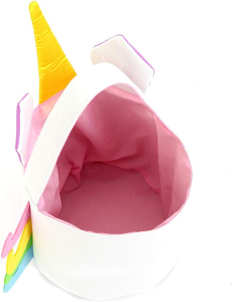 Unicorn Easter Basket Canvas Cartoon Easter Basket for Eggs Hunts (Gold Unicorn)